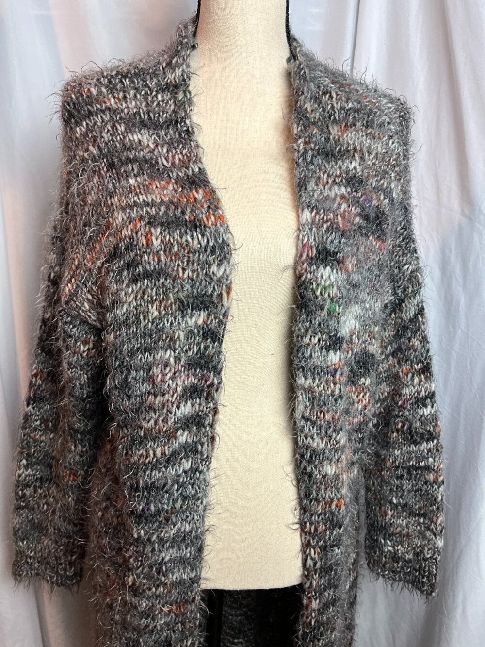 Women's Multi color Belle France open front cardigan, Size XL, Made in Italy